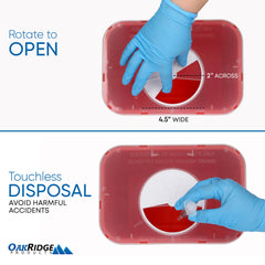Oakridge Sharps Container for safe disposal of needles and syringes.