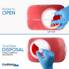 Oakridge Large Sharps Container transparent body shows fill level clearly.