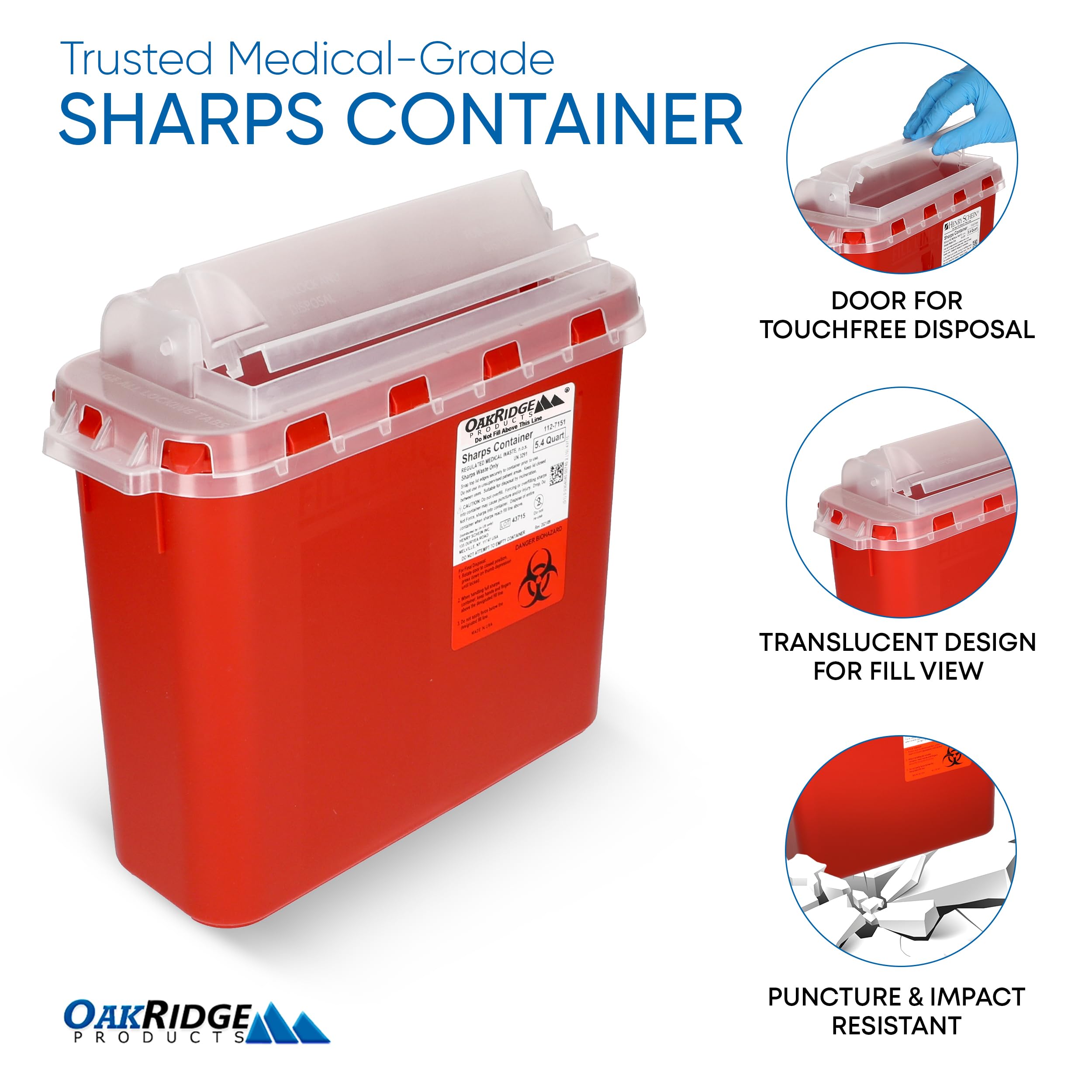 Oakridge professional use sharps container suitable for clinics and homes