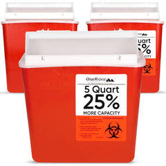 Oakridge Sharps Container with mailbox-style lid ideal for safe disposal at clinics and homes