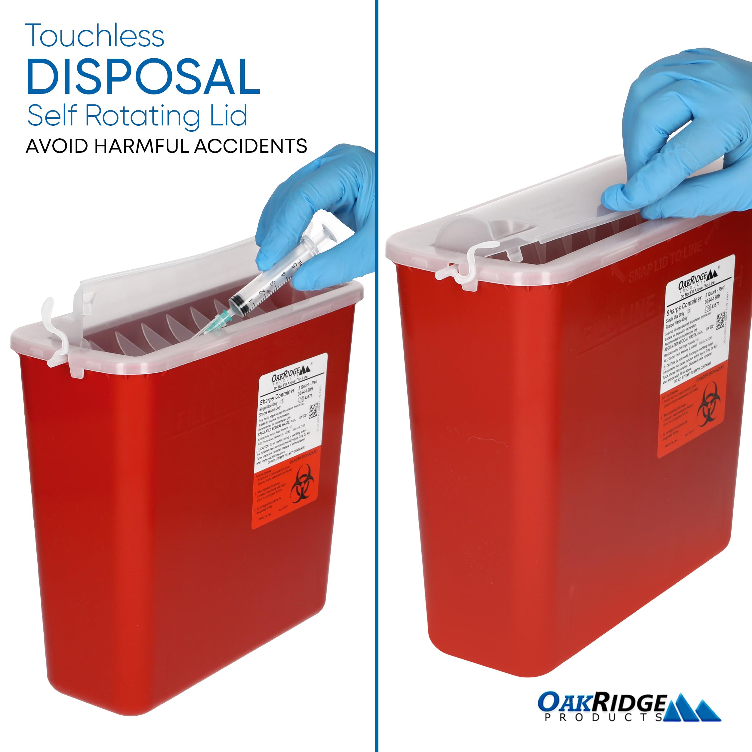 Oakridge Sharps Container dual-handles for easy handling