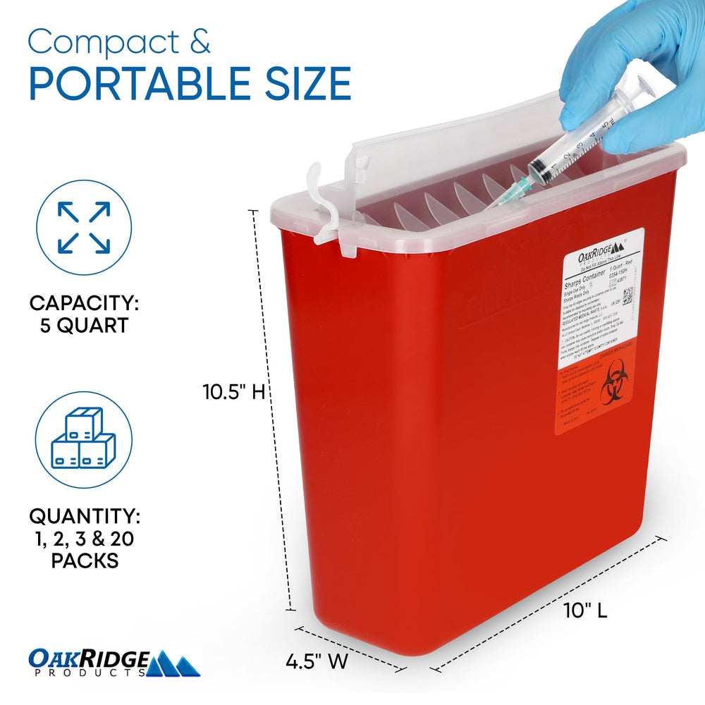 Oakridge Sharps Container lid with lever for touchless disposal