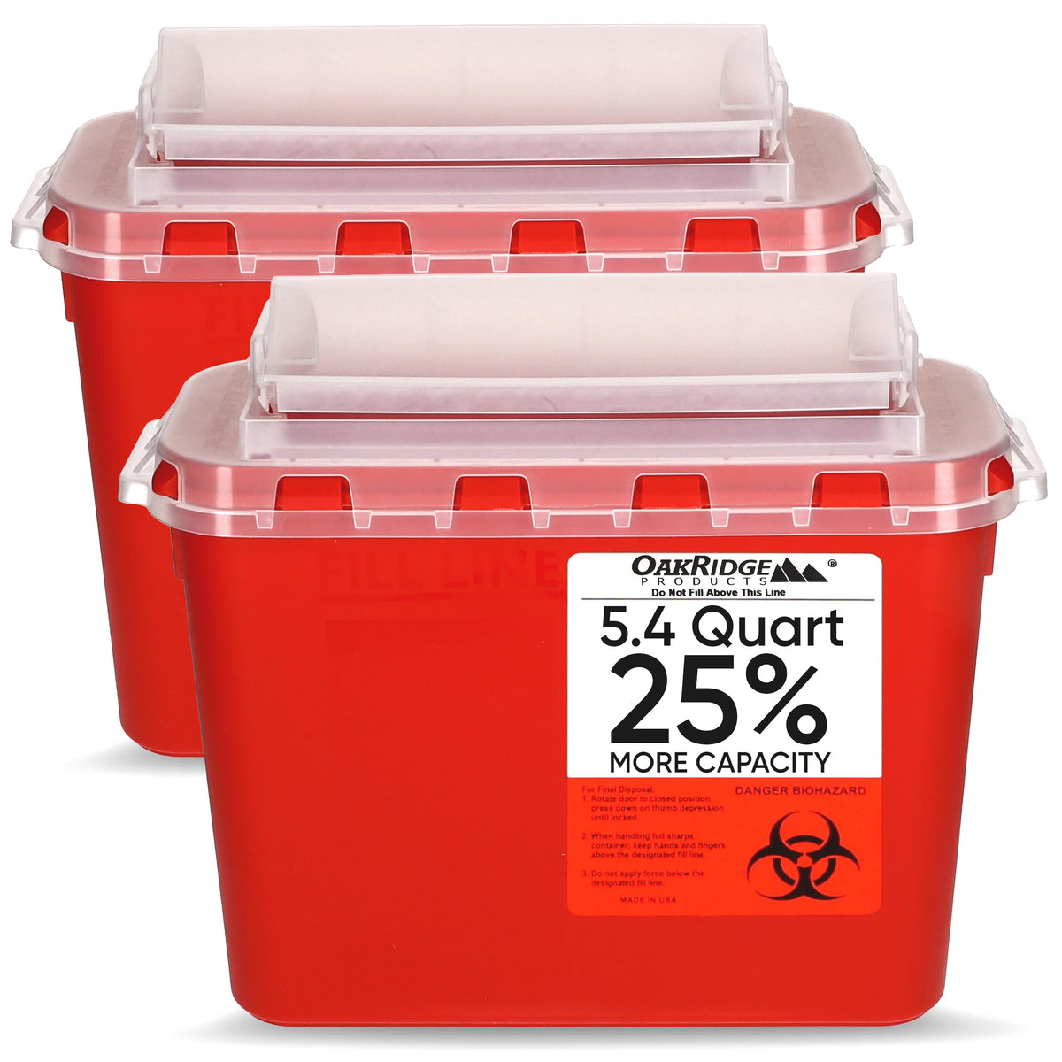 OakRidge Sharps Container with rotating lid for touchless disposal and safety