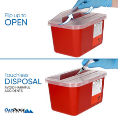 OakRidge 1-gallon container with transparent body to view sharps contents.