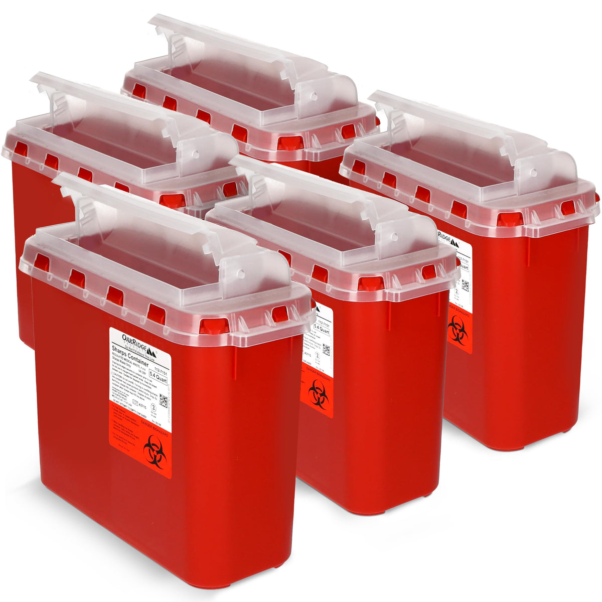 Oakridge sharps container with rotating lid enables safe disposal at point of use