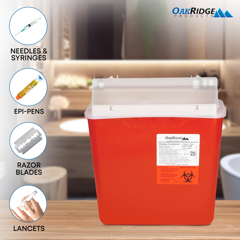 Oakridge USA-made sharps container meets OSHA and EPA requirements.