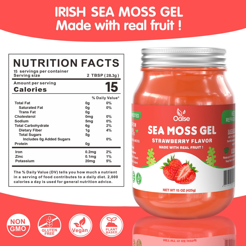 OALSE Wildcrafted Irish seamoss gel texture close-up showing natural mineral-rich consistency.