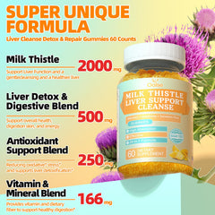 OALSE Milk Thistle Gummies close-up highlighting premium liver support in tasty form.