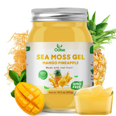 OALSE Sea Moss Gel jar with mango pineapple flavor for daily wellness ideas.