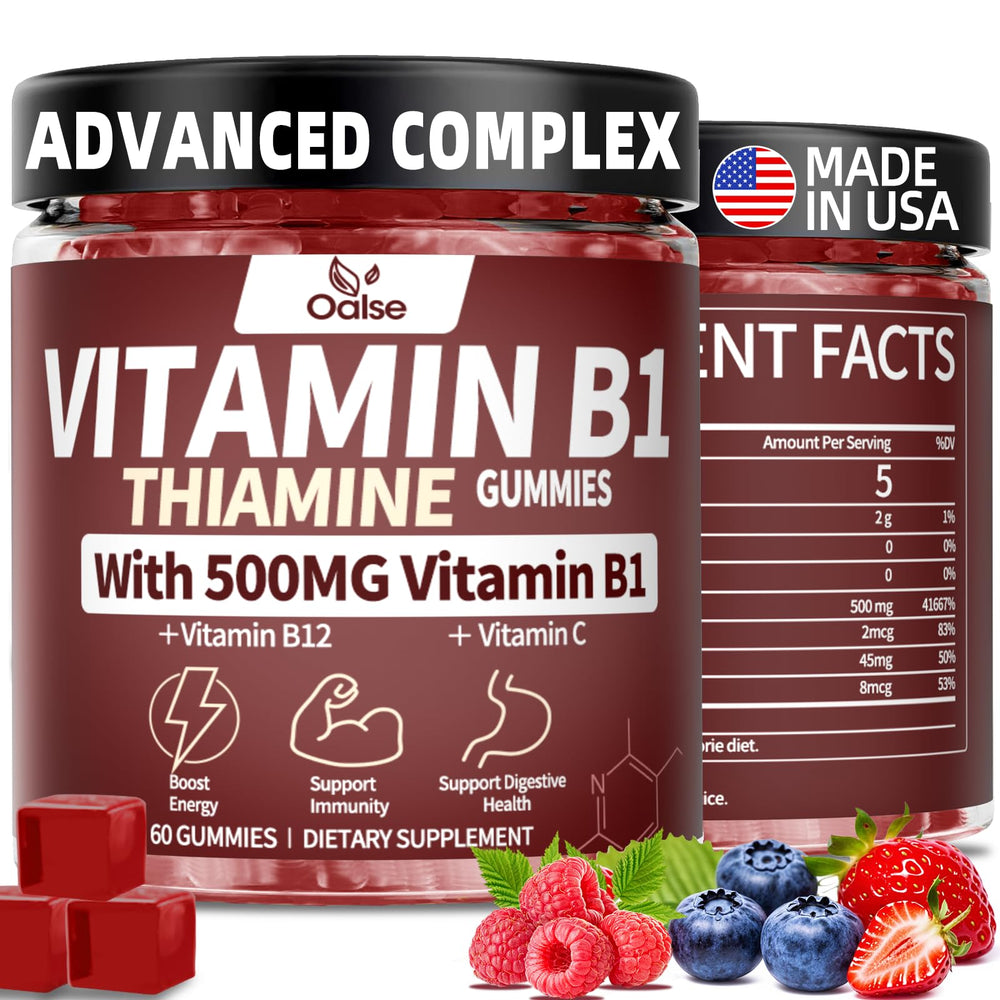 OALSE Thiamine B1 Gummies front view, berry flavor for daily energy support