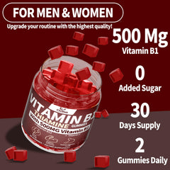 OALSE Thiamine B1 Gummies ingredients panel visible with B1, B12, C, D