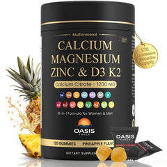 OASIS FORCE calcium gummies bottle with pineapple flavor for easy daily calcium