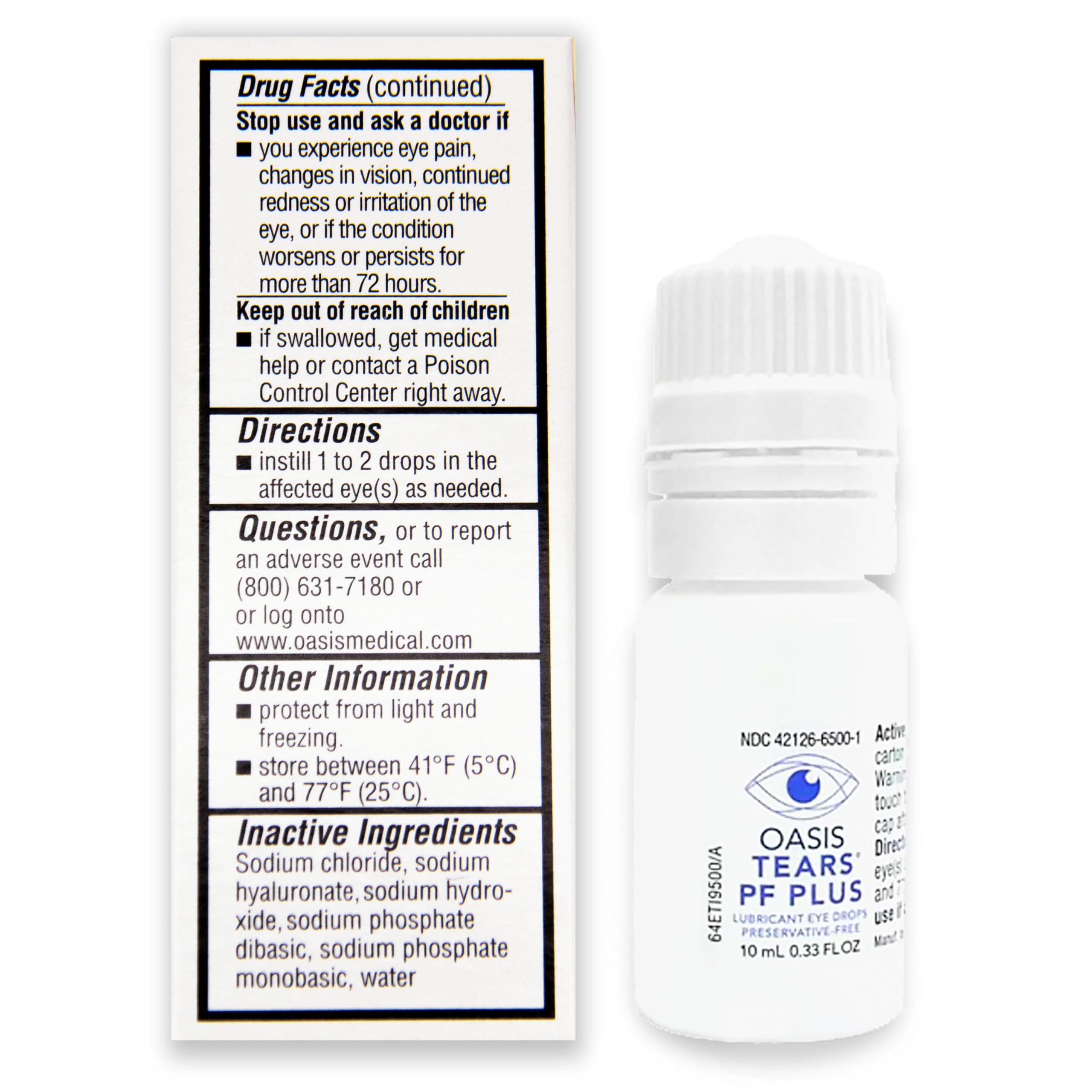 Closeup of Oasis Tears dispensing nozzle for precise, easy application.