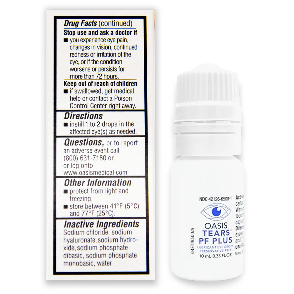 Closeup of Oasis Tears dispensing nozzle for precise, easy application.