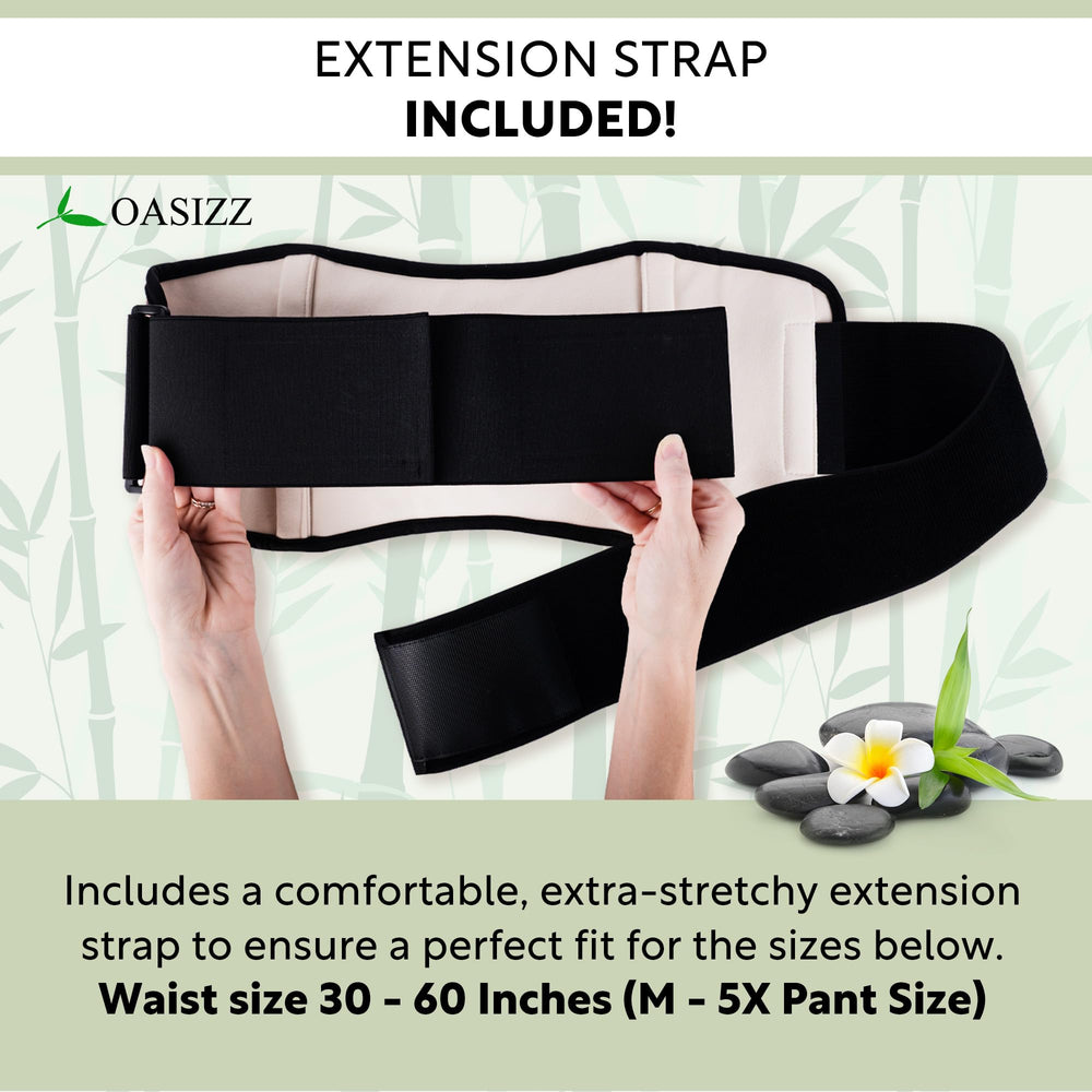 OASIZZ adjustable strap with extender fits 30–60 inches.