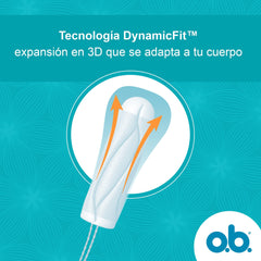 o.b. ProComfort 3D expansion diagram illustrates adaptive fit for active days