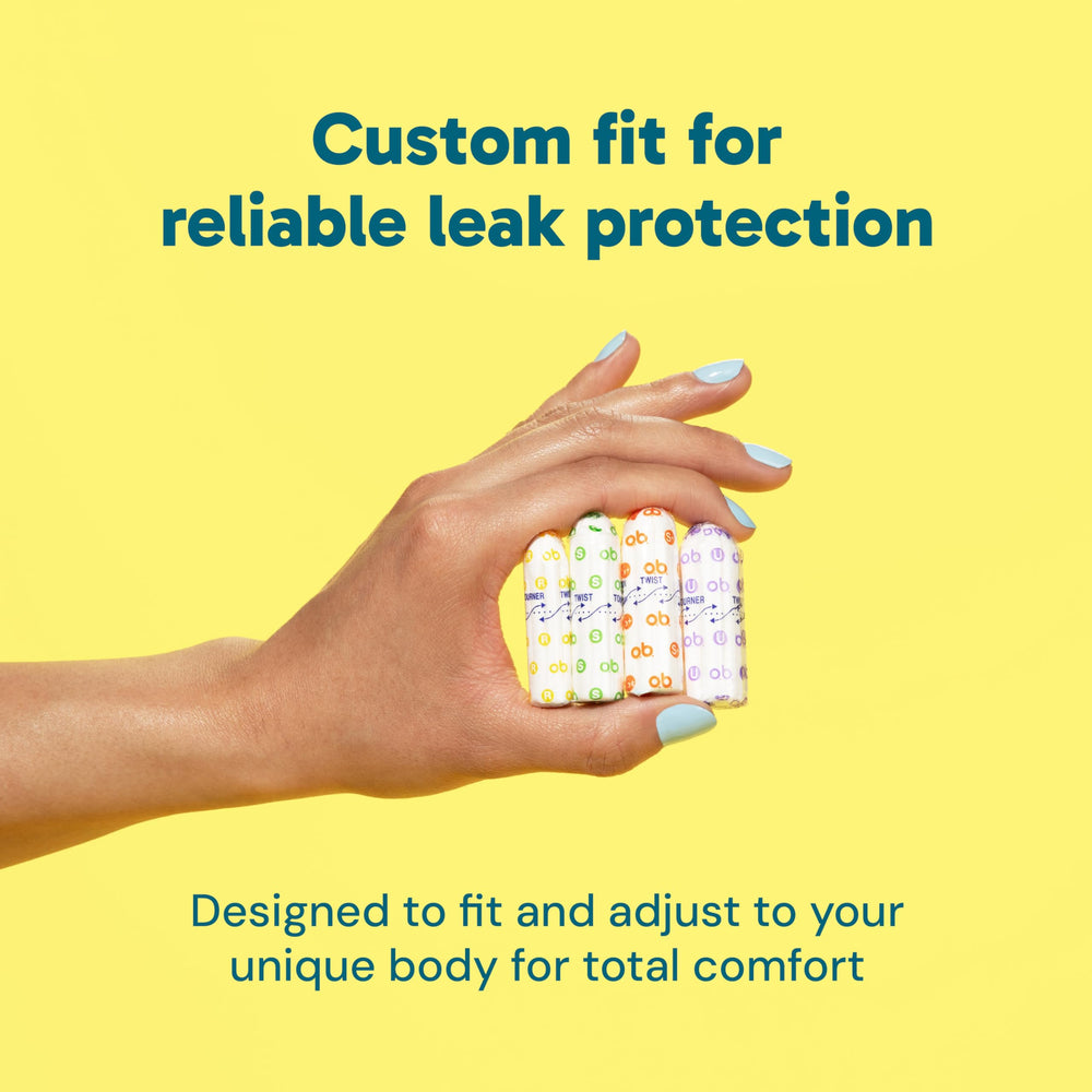 ob tampons fluid-lock grooves prevent leaks with all-around expansion.