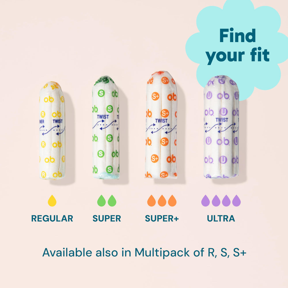 ob tampons four-absorbencies option lets you choose the right level.