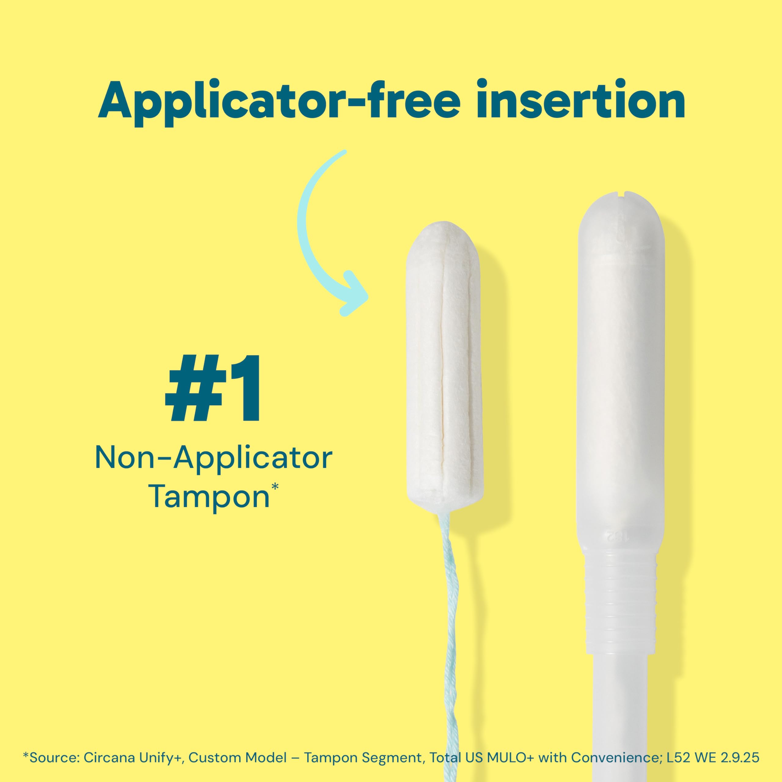 ob tampons no-applicator design reduces waste and hassle.