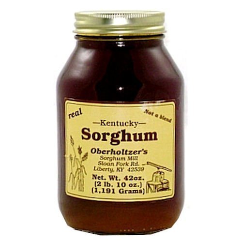Oberholtzer's Kentucky Sorghum pour bottle—great for baking, glazes, and coffee.