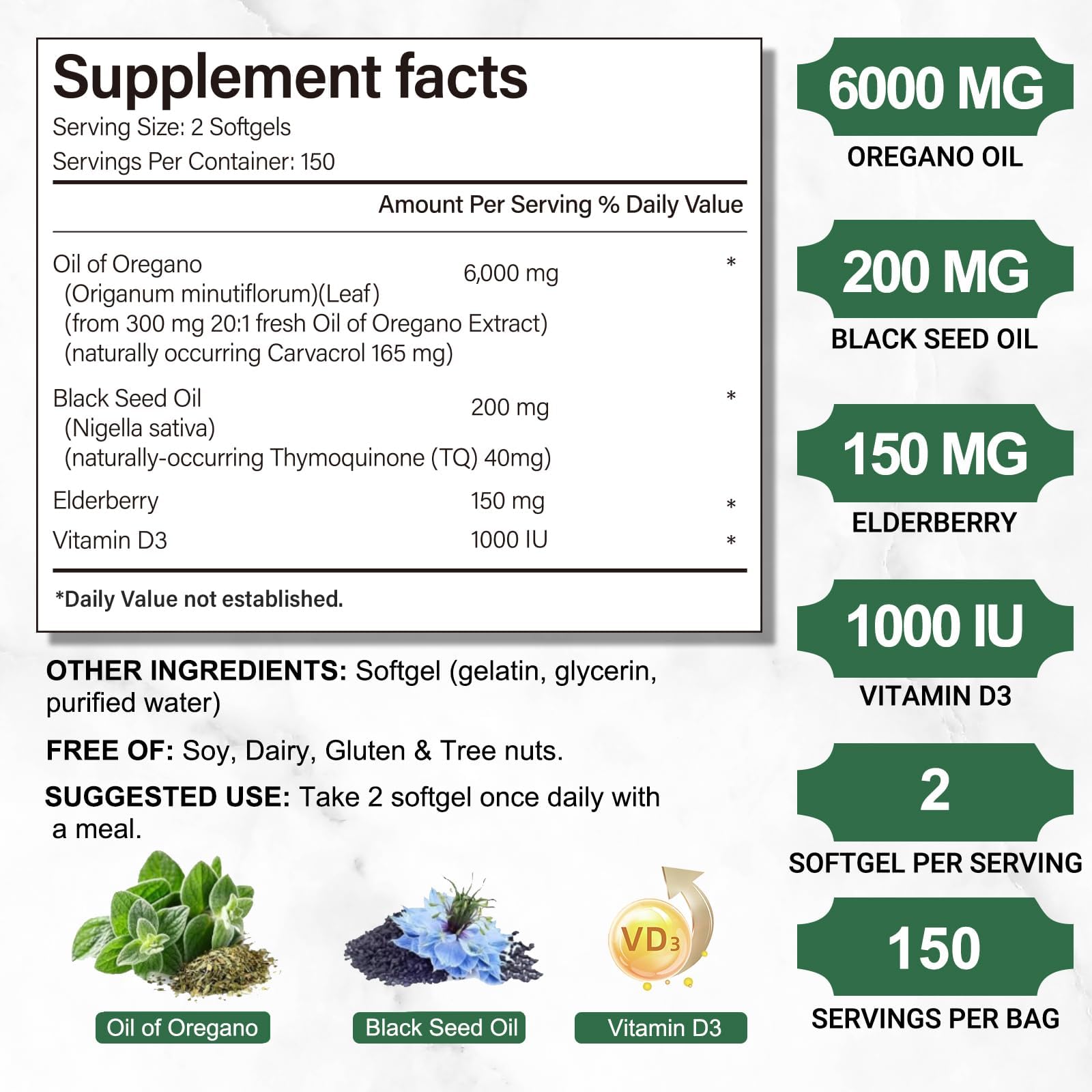 Obill NuTrance oregano oil softgels closeup for easier swallowing.