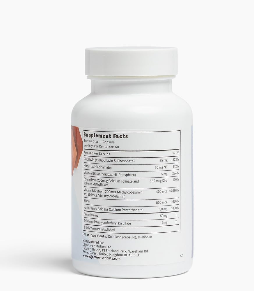 Objective Nutrients Thiactive B Complex capsules for easy daily dosing.