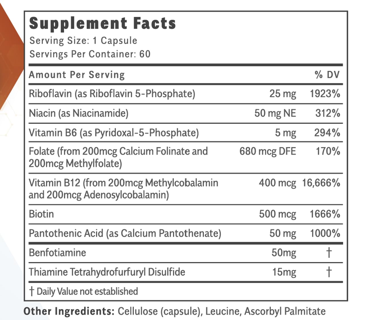 Objective Nutrients Thiactive B Complex packaging communicates USA-made quality.