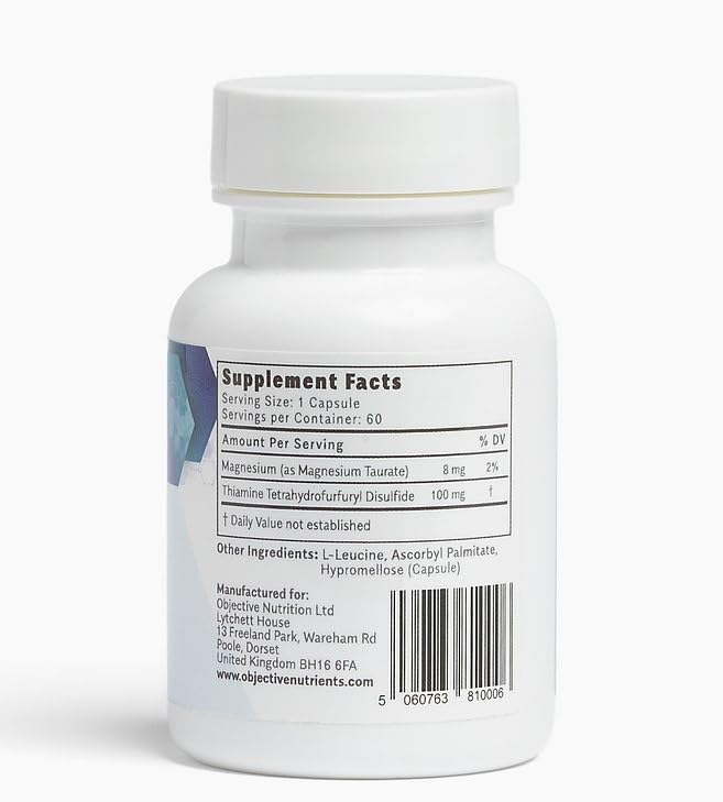 Objective Nutrients Thiamax capsules close-up highlighting small, easy-to-swallow capsules