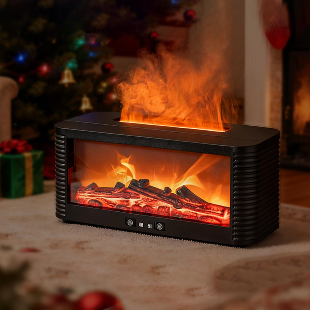 Obociks Flame Effect Diffuser with cozy fireplace glow for warm ambience