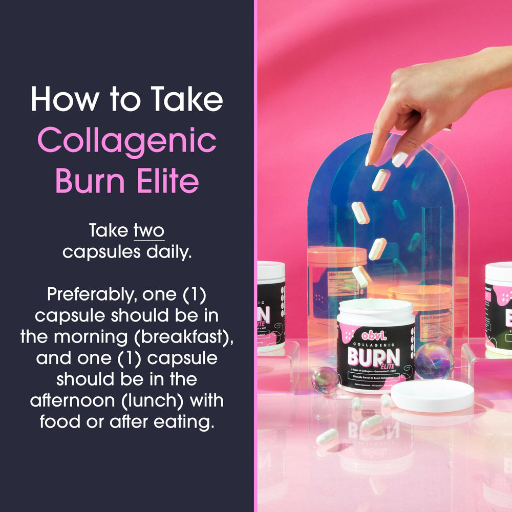 Obvi Burn Elite uses green tea and collagen for skin and energy support.