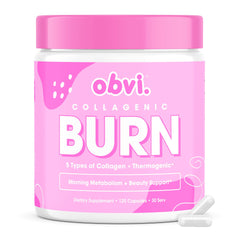 Obvi Collagenic Burn bottle front — convenient collagen support for daily wellness.