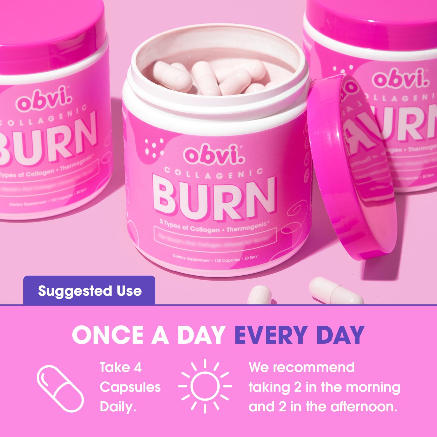 Obvi Collagenic Burn bottle mockup suitable for on-the-go routines.
