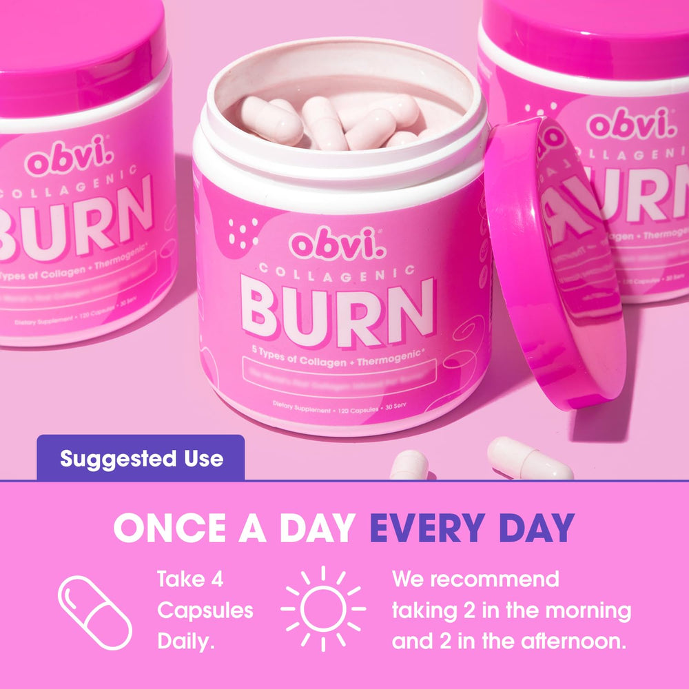 Obvi Collagenic Burn bottle mockup suitable for on-the-go routines.