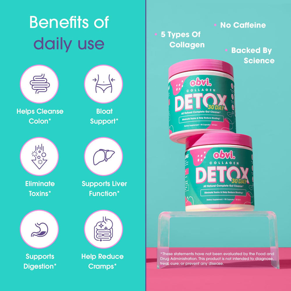 Obvi Detox capsules close-up showing daily capsules.