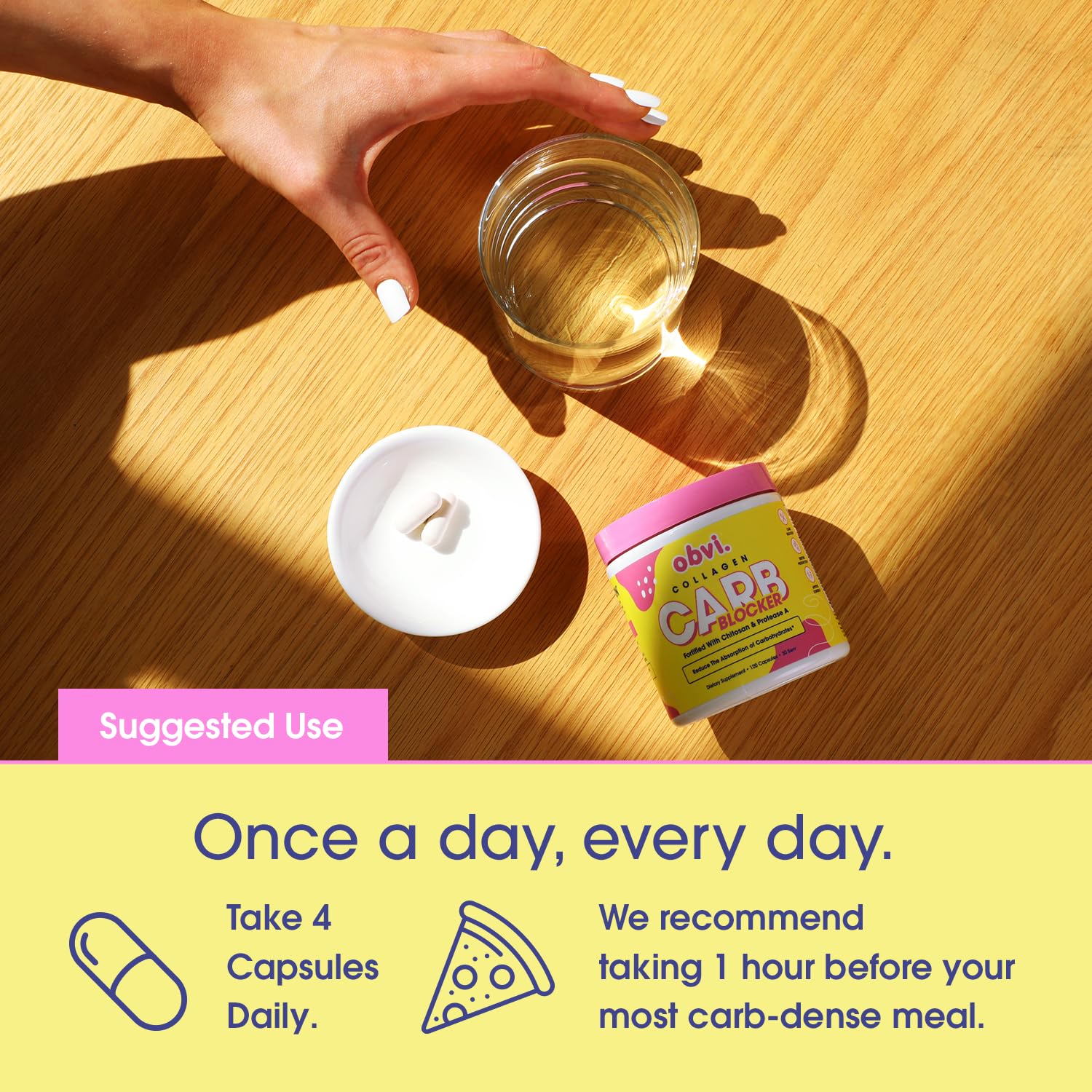 Obvi Guilt-Free Carb Blocker serving size information helps plan meals effectively.