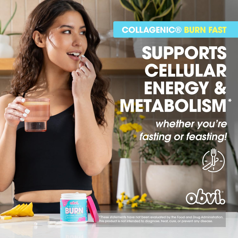 Obvi Burn Fast capsules close-up for convenient daily collagen