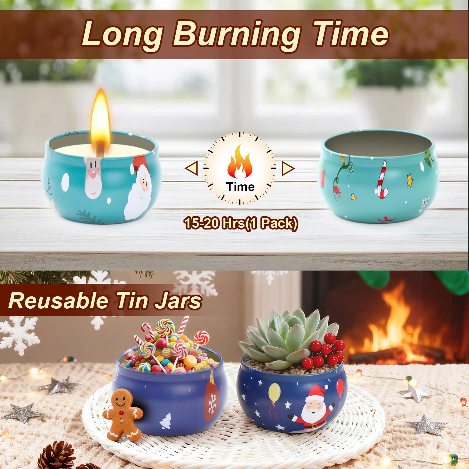 OBXIN Christmas Candle Gingerbread bakes a warm scent for festive moments.