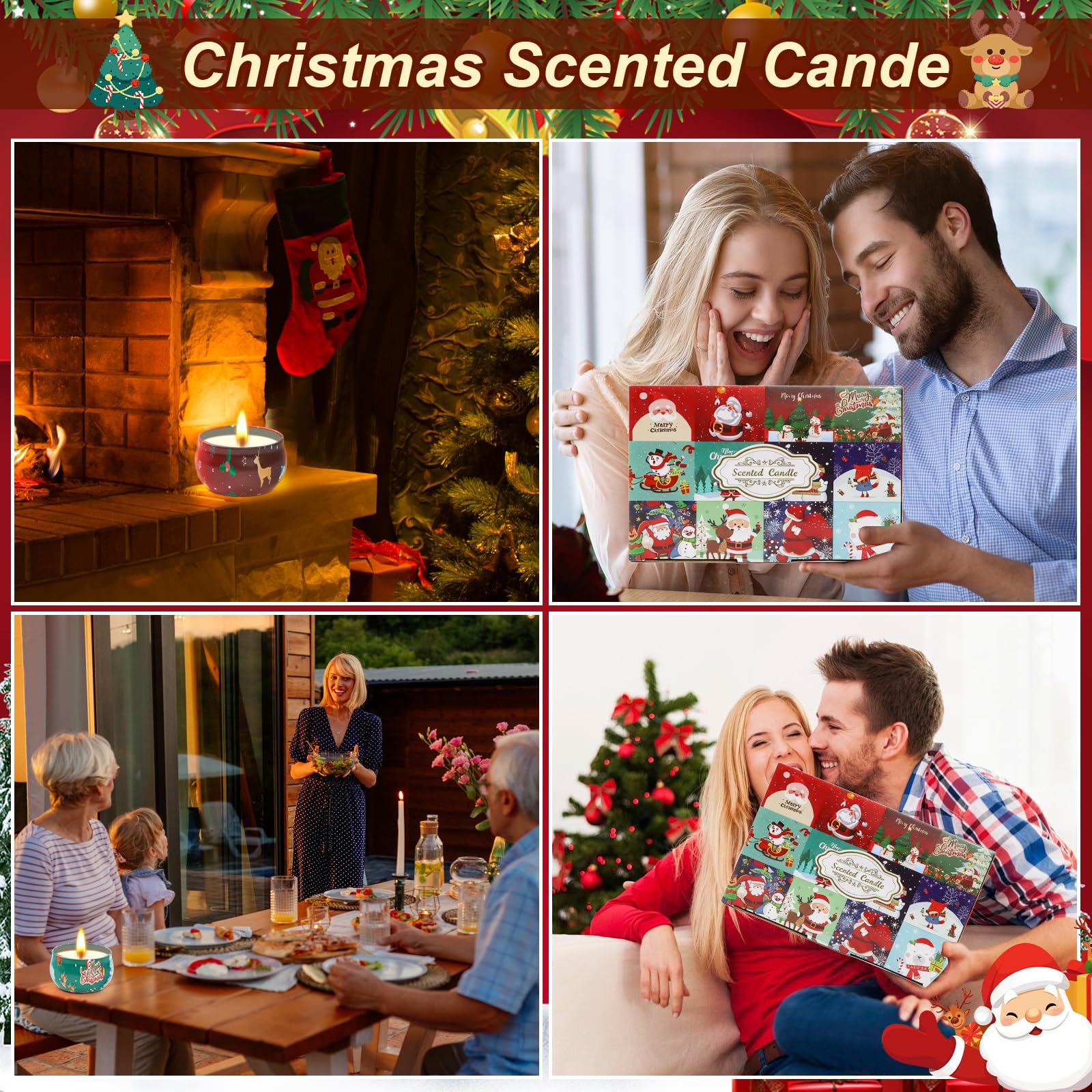 OBXIN Christmas Candle Lemon Vanilla brightens rooms for joyful holiday moments.