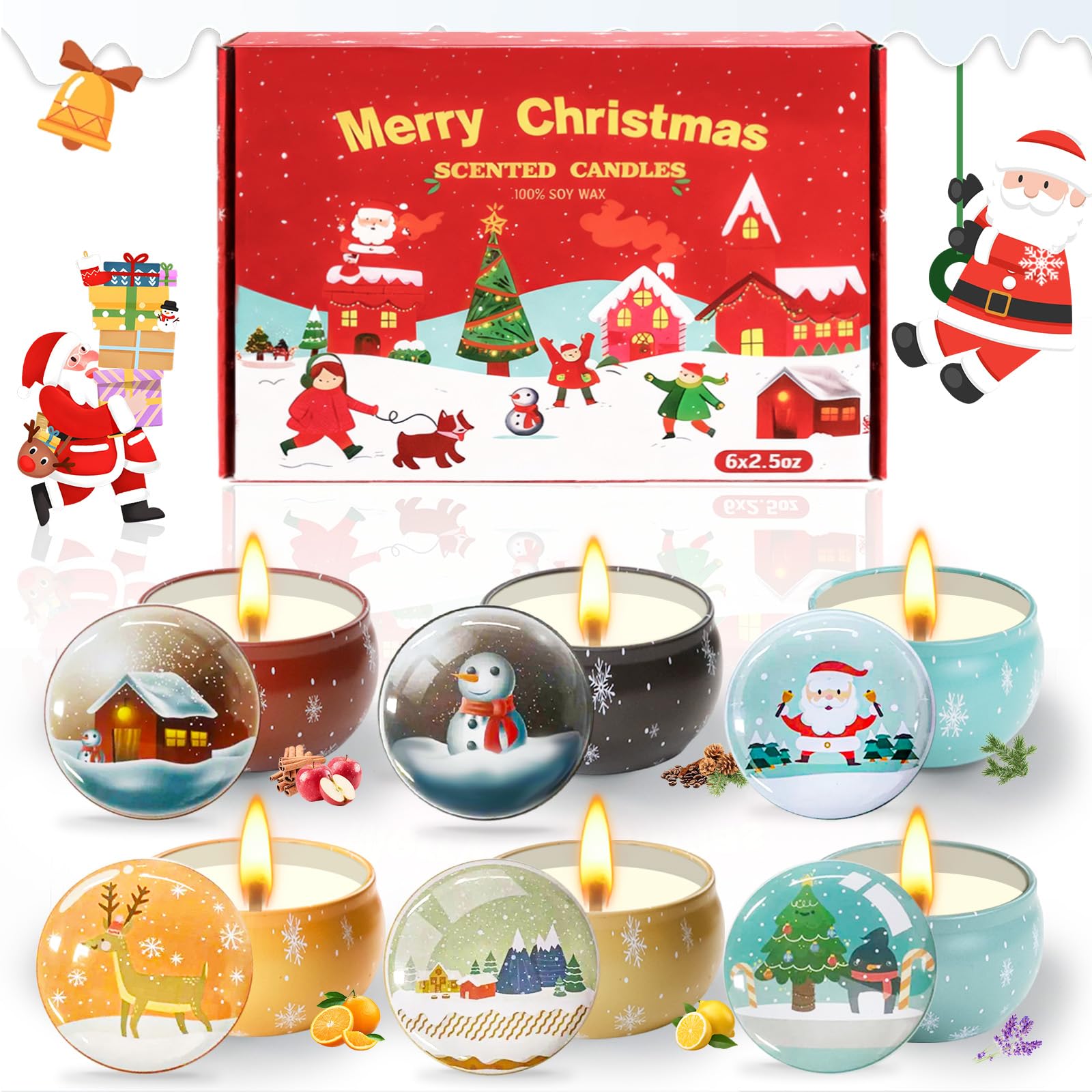 OBXIN Winter Fir candle in a patterned jar for a cozy living room ambience