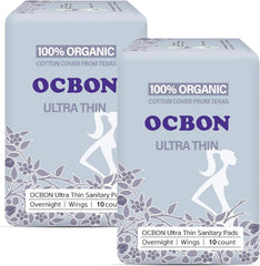 OCBON overnight pads box close-up highlighting discreet overnight protection