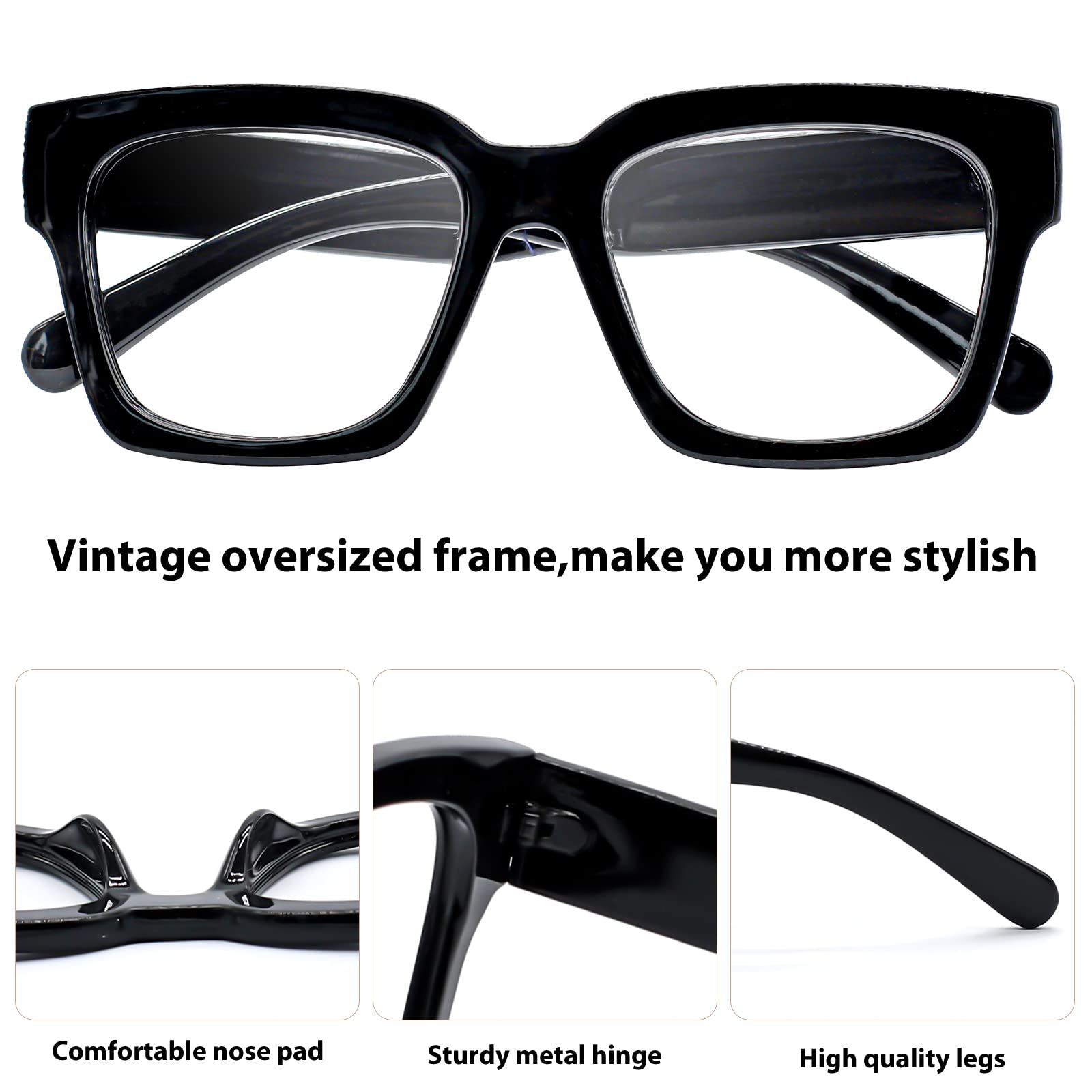 OCCI CHIARI 1.5 black oversized readers close up lens emphasizing scratch resistant coating