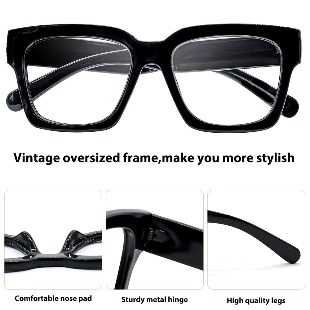 OCCI CHIARI 1.5 black oversized readers close up lens emphasizing scratch resistant coating