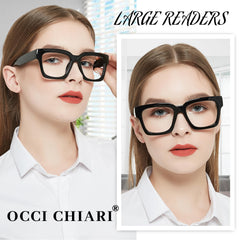 OCCI CHIARI 1.5 black oversized readers side view showing secure slip resistant fit