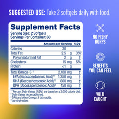 Oceanblue Omega-3 bottle label closeup highlights EPA, DHA, and DPA content.