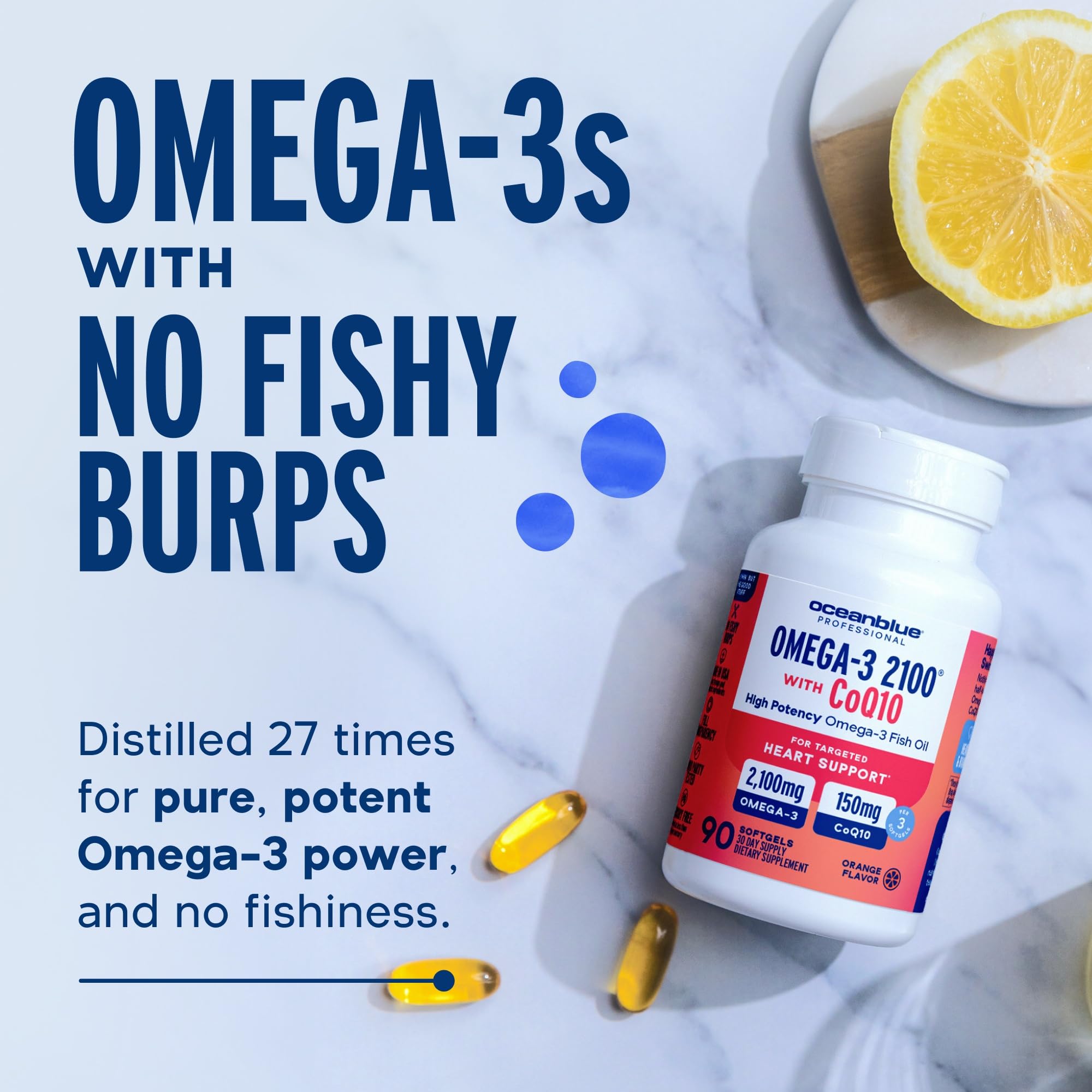 Oceanblue Omega-3 2100 packaging showing gluten-free label for assurance.