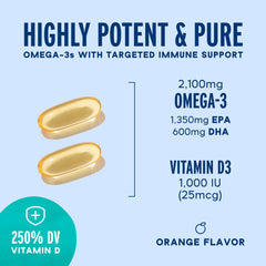 Pouring Oceanblue Omega-3 2100 capsules for daily intake.