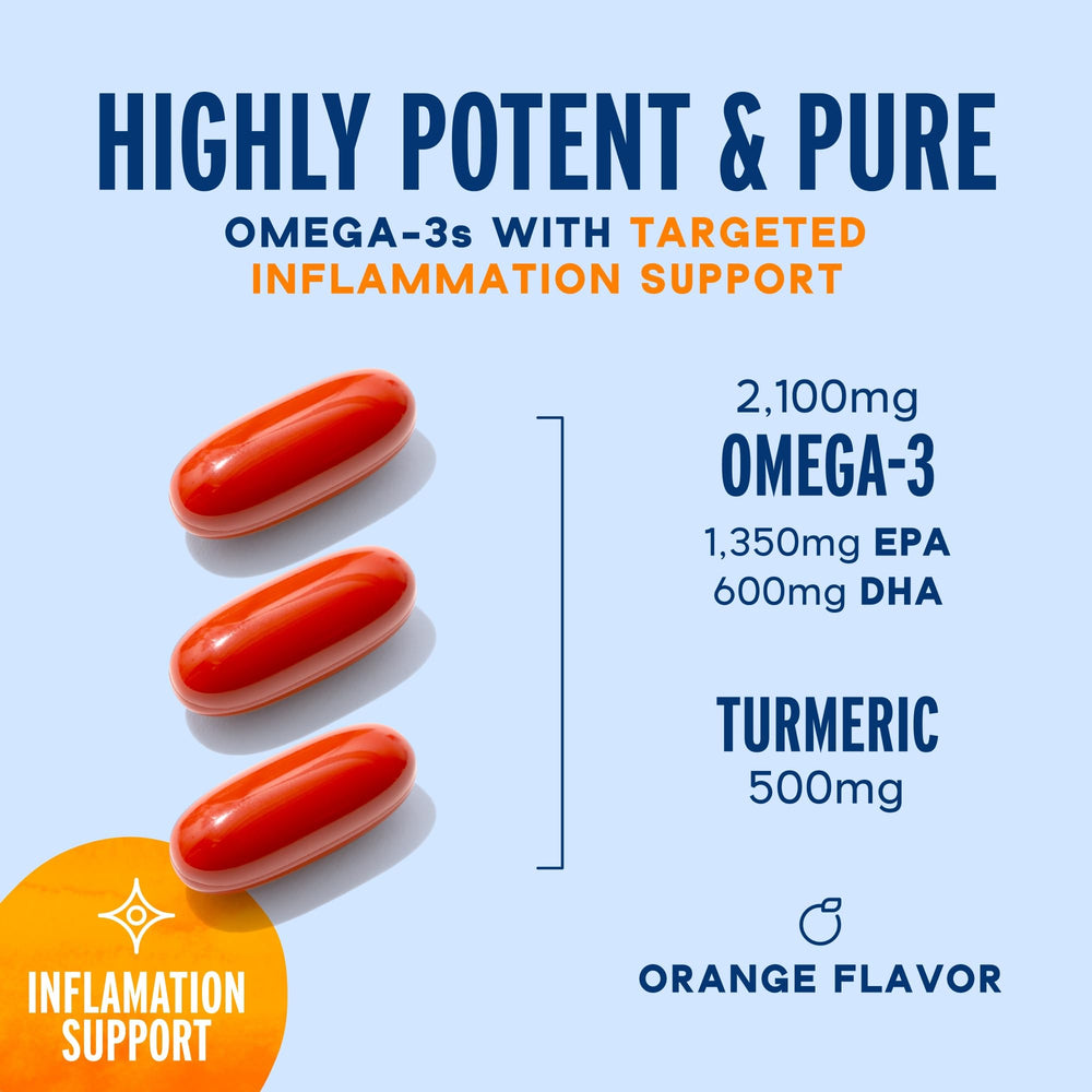Oceanblue orange-flavored softgels with smooth taste