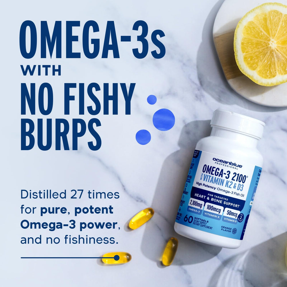 Oceanblue Vitamin D3 K2 label emphasizes bone and immune support