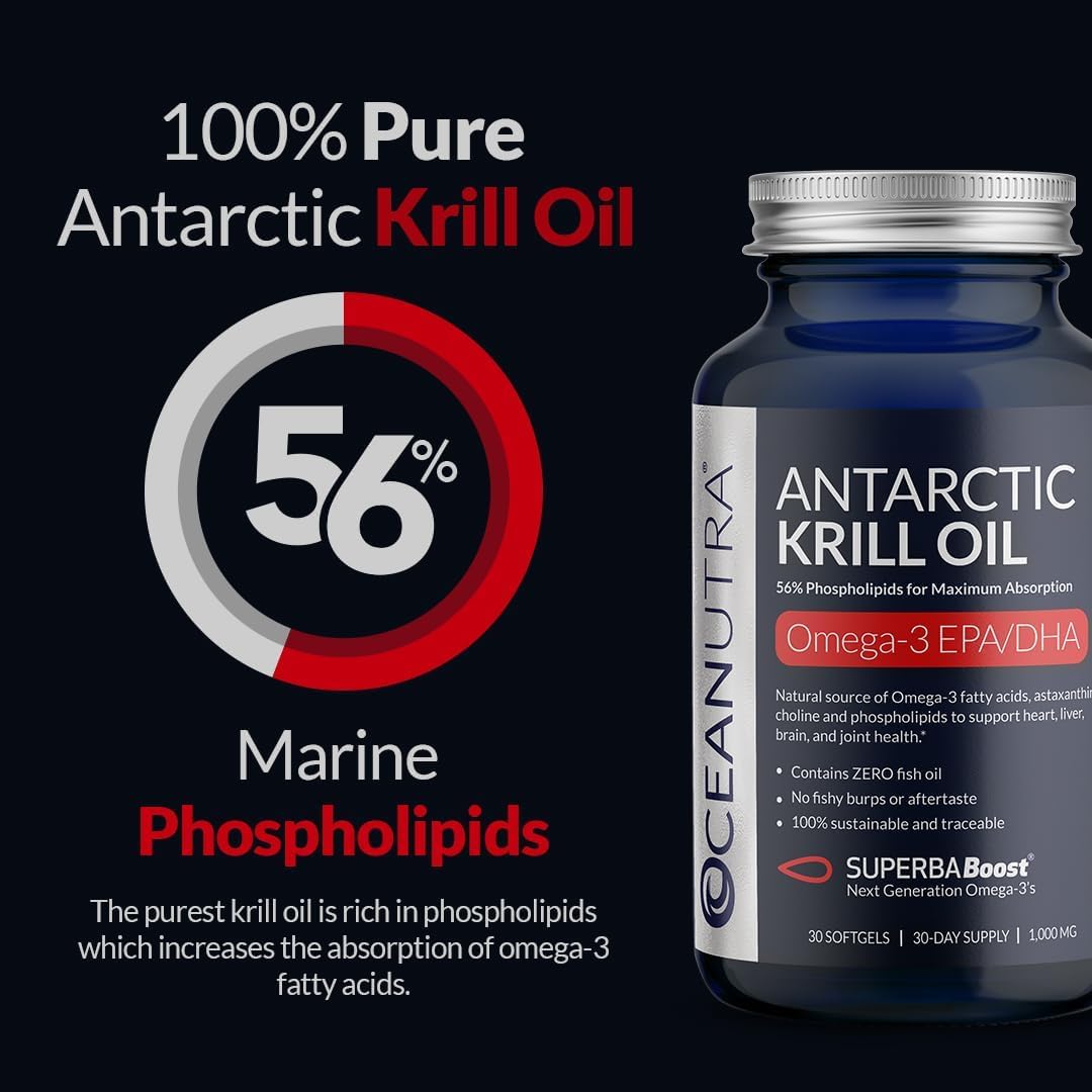 Oceanutra Krill Oil softgels arranged for easy daily intake.