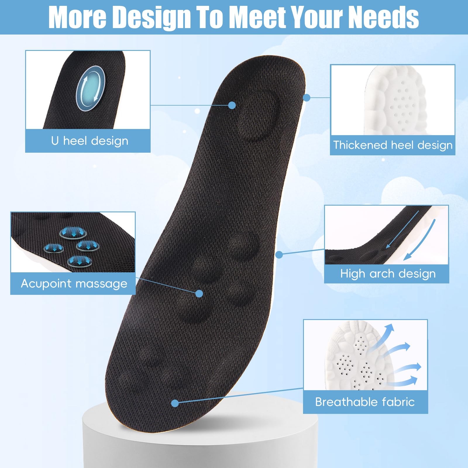 ocpcrn arch-support orthopedic insoles help align feet for improved stability.